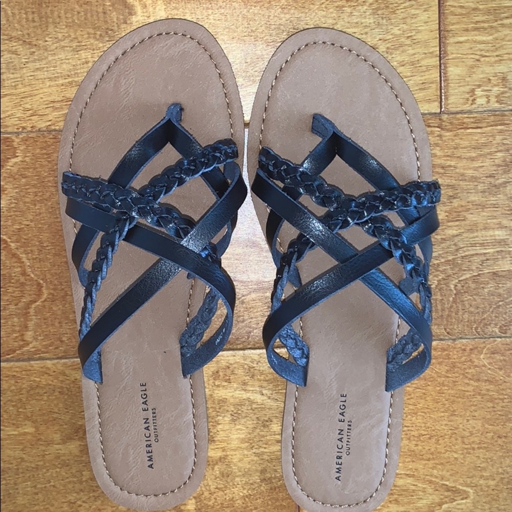 AEO BRAIDED STRAPPY SANDAL black